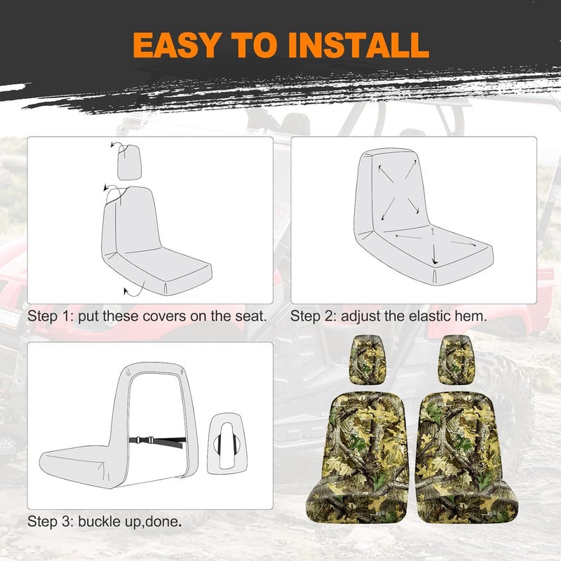 BORDAN UTV Waterproof Seat Cover for 2004-2021 Yamaha Rhino 700 660 450, Heavy Duty 1680D Full Protection Outdoor Camo Seat Cover for UTV(2 PCS) - Image 5
